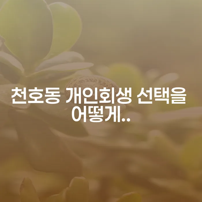천호동 개인회생 선택을 어떻게..