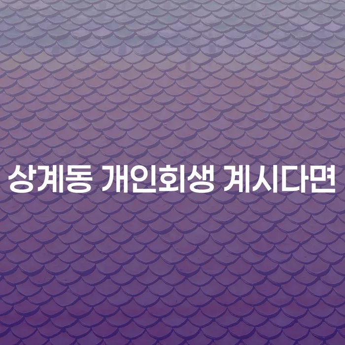 상계동 개인회생 계시다면